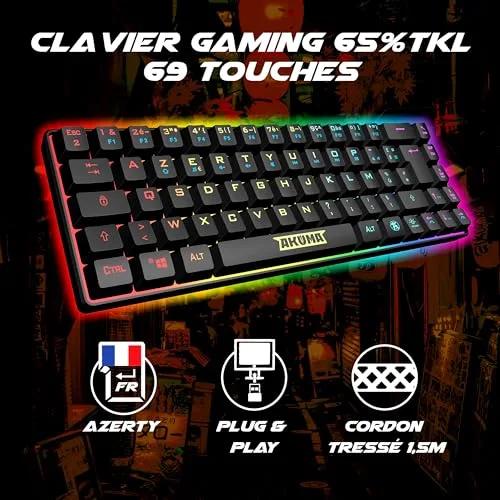 AKUMA Shonen T03 65% TKL Membrane RGB AZERTY - vue 2