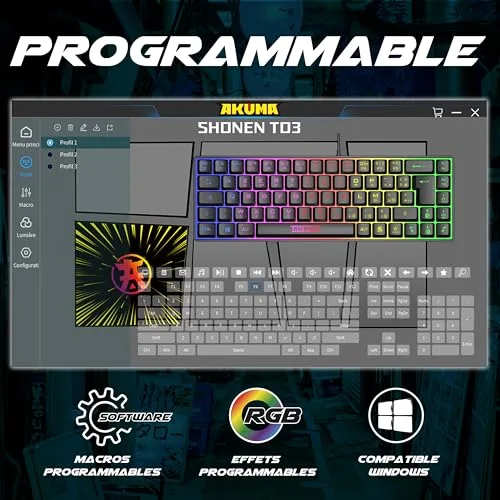 AKUMA Shonen T03 65% TKL Membrane RGB AZERTY - vue 6