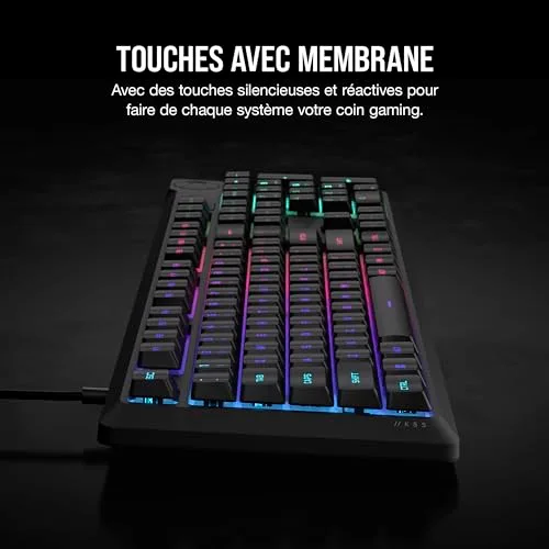 Corsair K55 Core RGB Membrane Full-size RGB 10 zones - vue 4