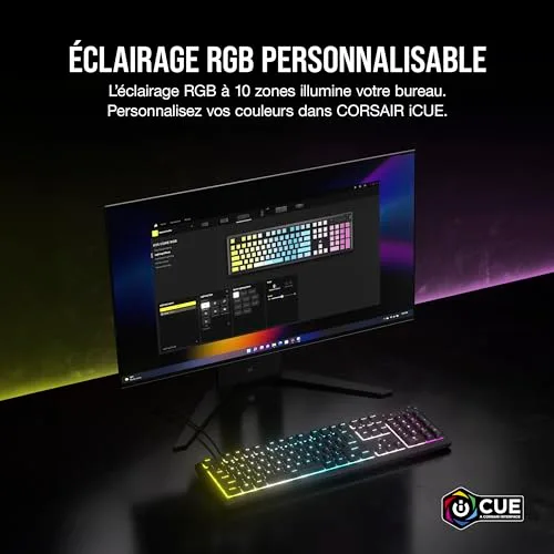 Corsair K55 Core RGB Membrane Full-size RGB 10 zones - vue 5