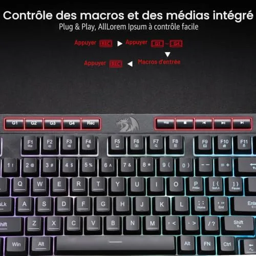 Redragon K515-RGB Shiva 98, membrane RGB - vue 3