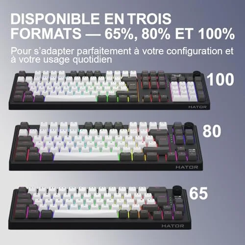 HATOR Skyfall 100 Pro Wireless clavier gaming silencieux RGB - vue 5
