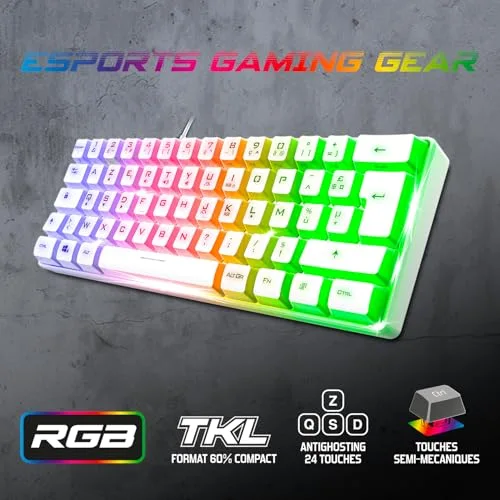 Spirit of Gamer PRO-K2 ARTIC Semi-mécanique RGB AZERTY 60% - vue 2