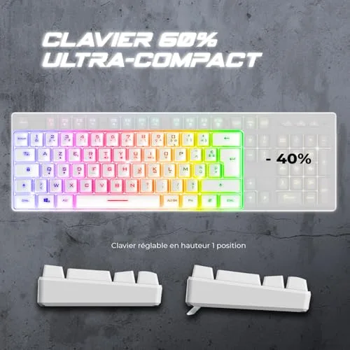 Spirit of Gamer PRO-K2 ARTIC Semi-mécanique RGB AZERTY 60% - vue 3