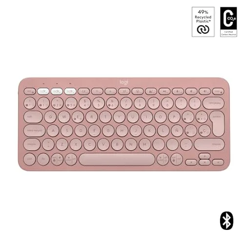 Logitech Pebble Keys 2 K380s QWERTY Espagnol Bluetooth Rose - vue 2