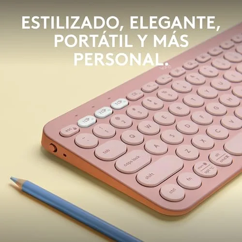 Logitech Pebble Keys 2 K380s QWERTY Espagnol Bluetooth Rose - vue 3