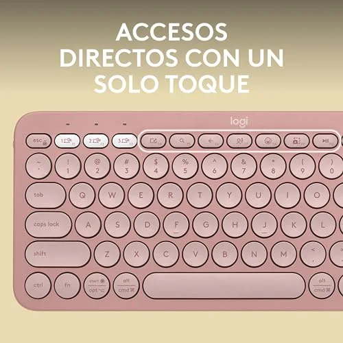 Logitech Pebble Keys 2 K380s QWERTY Espagnol Bluetooth Rose - vue 5