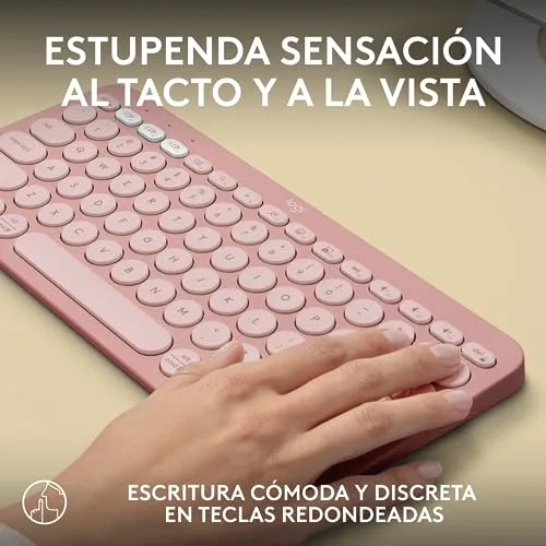 Logitech Pebble Keys 2 K380s QWERTY Espagnol Bluetooth Rose - vue 6