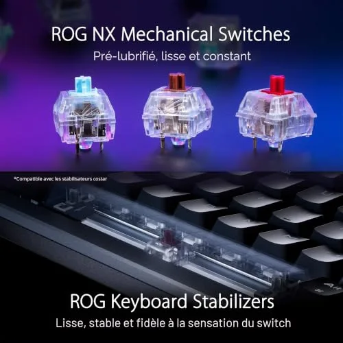 ASUS ROG Azoth 75% RGB Tri-mode Sans Fil AZERTY - vue 6