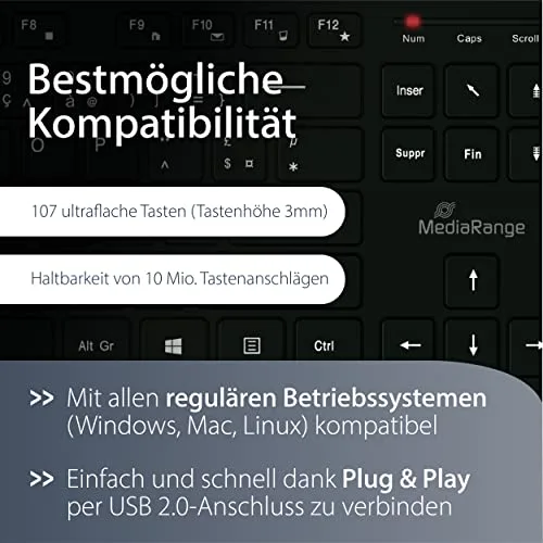 Clavier Mécanique - MediaRange - MROS101-FR - AZERTY - Filaire - USB - 105 Touches - vue 4
