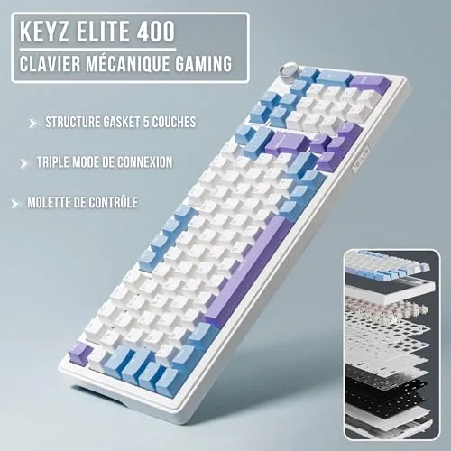 The G-Lab Keyz Elite 400 WB Triple Mode AZERTY RGB - vue 2