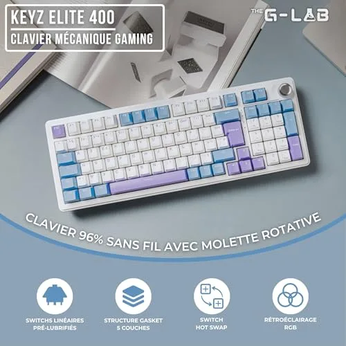 The G-Lab Keyz Elite 400 WB Triple Mode AZERTY RGB - vue 3