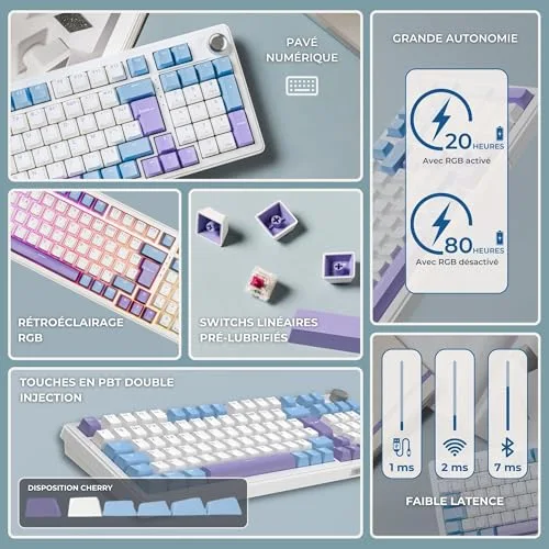 The G-Lab Keyz Elite 400 WB Triple Mode AZERTY RGB - vue 8