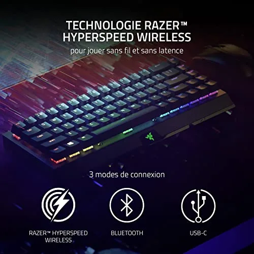 Razer BlackWidow V3 Mini HyperSpeed 65% sans fil - vue 3