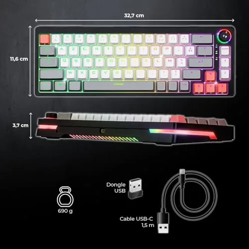 Spirit of Gamer XPERT-K600 Clavier Mécanique Sans Fil RGB 65% - vue 8