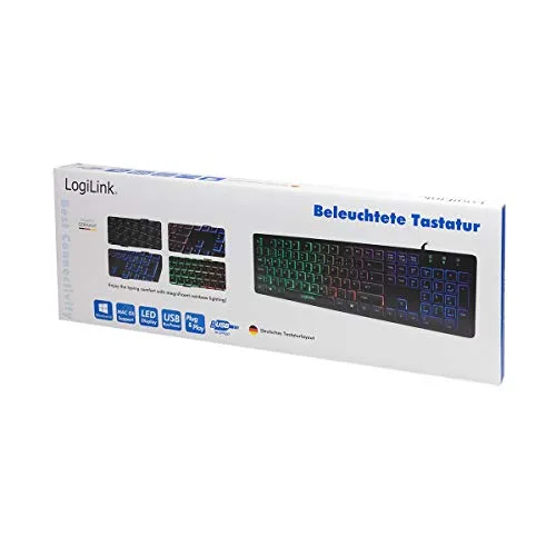LogiLink ID0138 Clavier Filaire USB Rétroéclairé LED Allemand Noir - vue 8