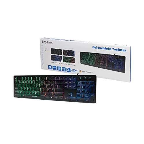 LogiLink ID0138 Clavier Filaire USB Rétroéclairé LED Allemand Noir - vue 9
