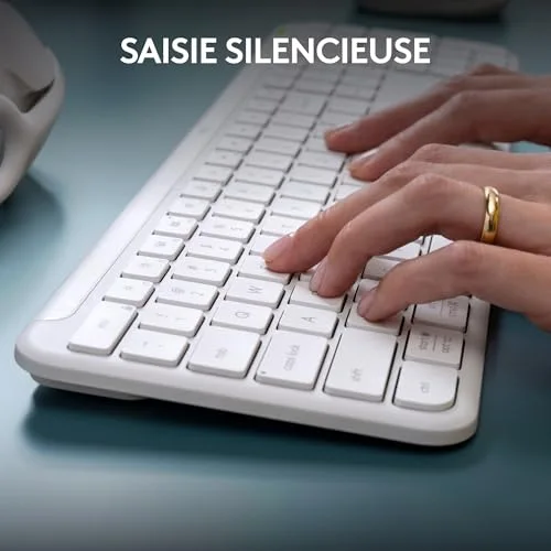 Logitech Signature Slim K950 AZERTY Blanc cassé sans fil - vue 6