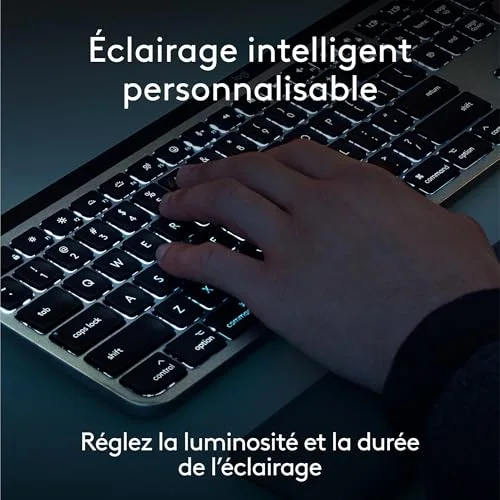 Logitech MX Keys S pour Mac AZERTY Gris Pâle sans fil - vue 3