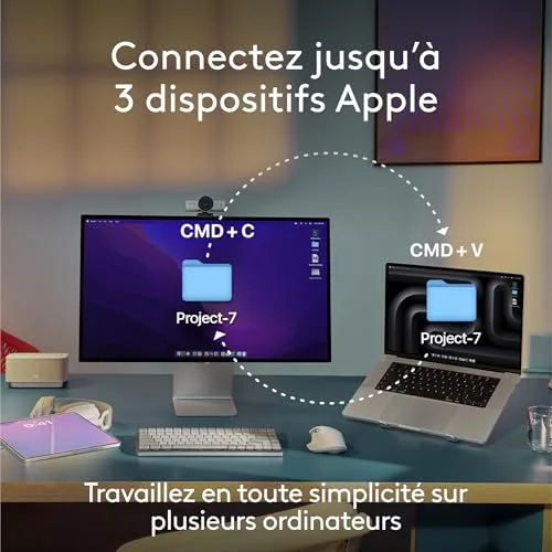 Logitech MX Keys S pour Mac AZERTY Gris Pâle sans fil - vue 7