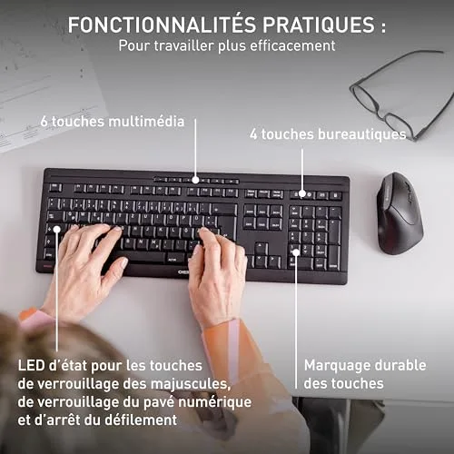 Cherry JK-8550EU-2 Clavier sans fil 2.4 GHz Full-size Noir - vue 6