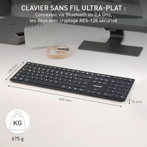 Cherry KW 9100 SLIM AZERTY sans fil Bluetooth 2.4 GHz - vue 3