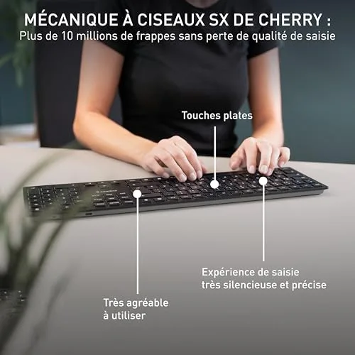 Cherry KW 9100 SLIM AZERTY sans fil Bluetooth 2.4 GHz - vue 5