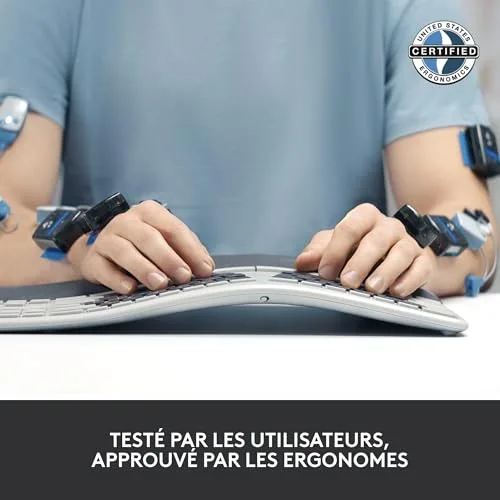 Logitech ERGO K860 Clavier sans fil AZERTY ergonomique avec repose-poignets - vue 6