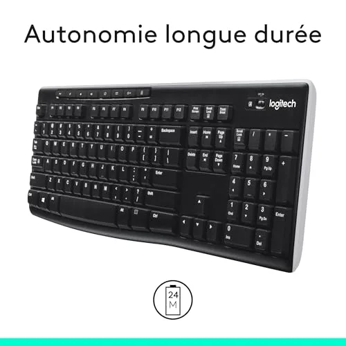 Logitech K270 Clavier Sans Fil AZERTY Noir - vue 3
