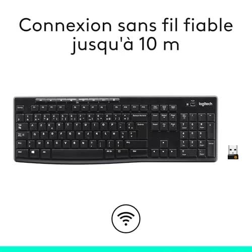 Logitech K270 Clavier Sans Fil AZERTY Noir - vue 4
