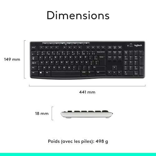 Logitech K270 Clavier Sans Fil AZERTY Noir - vue 8