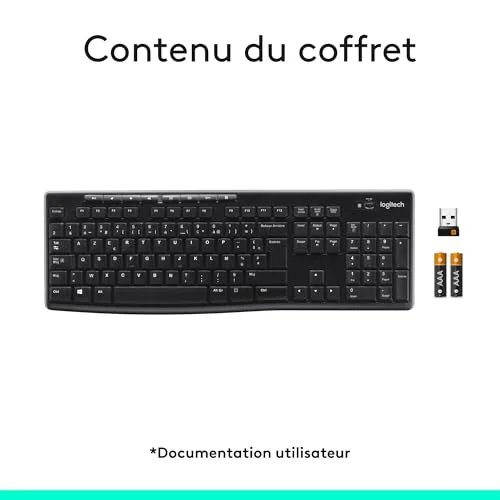 Logitech K270 Clavier Sans Fil AZERTY Noir - vue 9