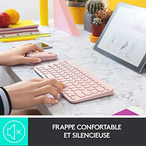 Logitech K380 Multi-Device Bluetooth Rose AZERTY - vue 3