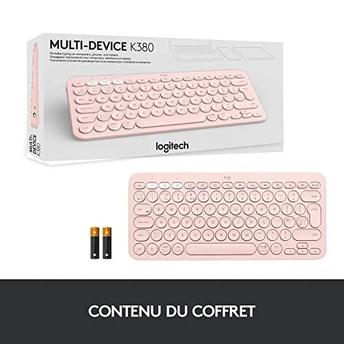 Logitech K380 Multi-Device Bluetooth Rose AZERTY - vue 9