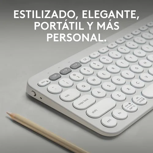 Logitech Pebble Keys 2 K380s QWERTY Espagnol Blanc Bluetooth - vue 2