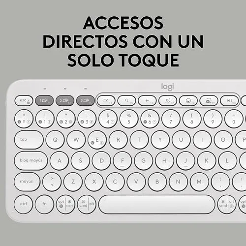 Logitech Pebble Keys 2 K380s QWERTY Espagnol Blanc Bluetooth - vue 4