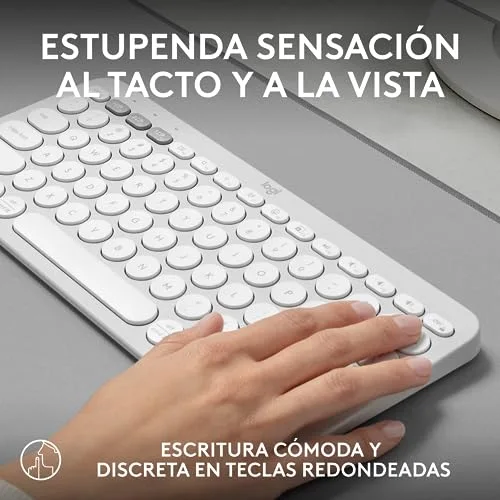 Logitech Pebble Keys 2 K380s QWERTY Espagnol Blanc Bluetooth - vue 5