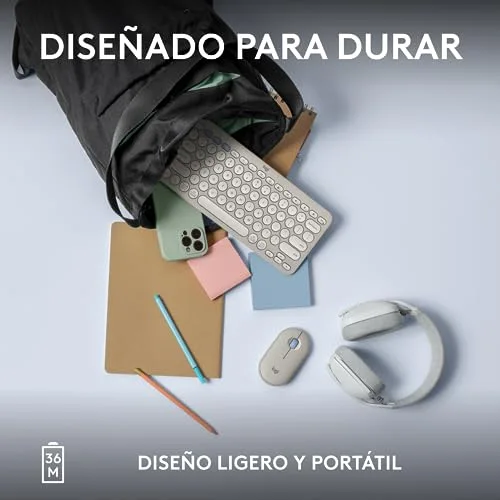 Logitech Pebble Keys 2 K380s QWERTY Espagnol Blanc Bluetooth - vue 8