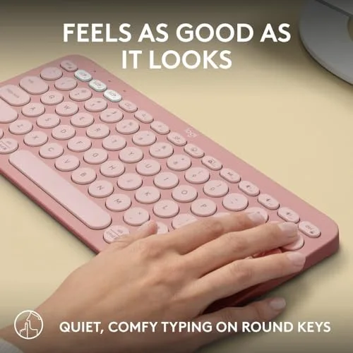 Logitech Pebble Keys 2 K380s Rose US INTL Silencieux - vue 5