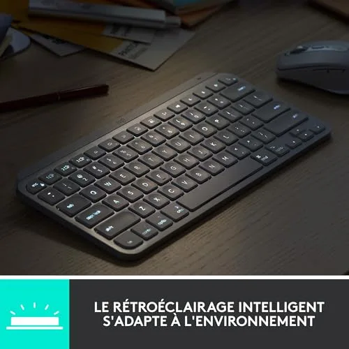 Logitech MX Keys Mini Gris clair AZERTY sans fil rétroéclairé - vue 6