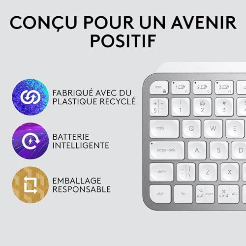 Logitech MX Keys Mini Gris clair AZERTY sans fil rétroéclairé - vue 7