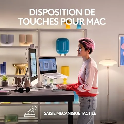 Logitech MX Mechanical Mini pour Mac AZERTY Gris pâle - vue 2