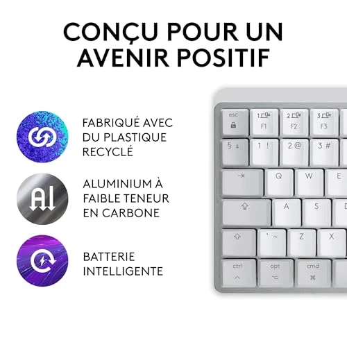 Logitech MX Mechanical Mini pour Mac AZERTY Gris pâle - vue 5