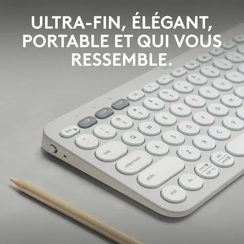 Logitech Pebble Keys 2 K380s Blanc sans fil Bluetooth - vue 2