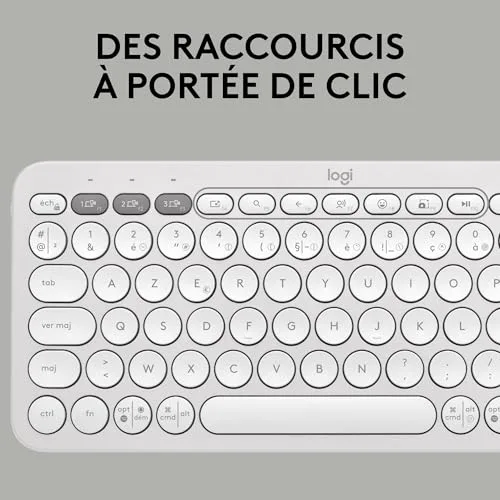 Logitech Pebble Keys 2 K380s Blanc sans fil Bluetooth - vue 4