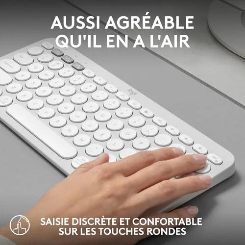 Logitech Pebble Keys 2 K380s Blanc sans fil Bluetooth - vue 6