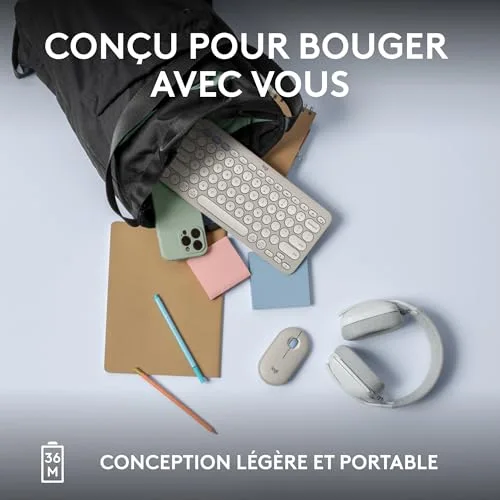 Logitech Pebble Keys 2 K380s Blanc sans fil Bluetooth - vue 9