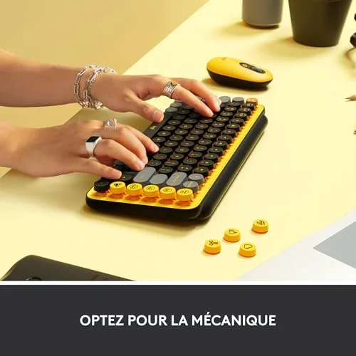 Logitech Pop Keys Jaune AZERTY Mécanique sans Fil - vue 4