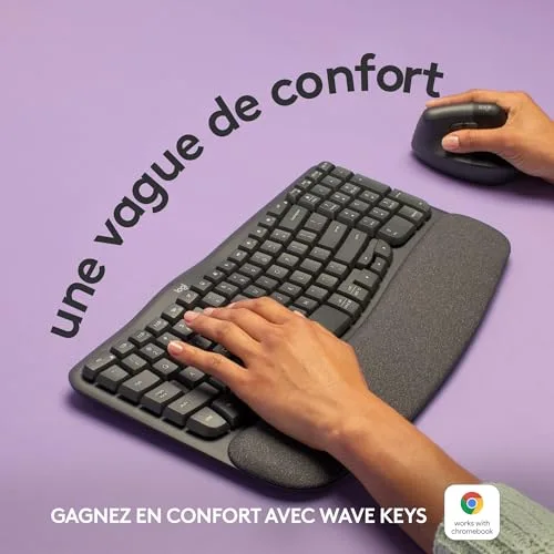 Logitech Wave Keys Clavier sans fil ergonomique AZERTY - vue 2