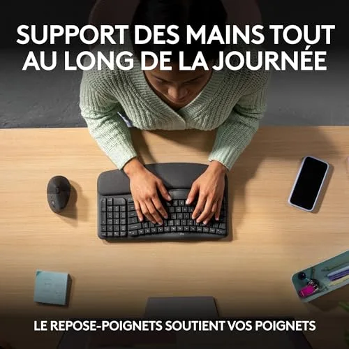 Logitech Wave Keys Clavier sans fil ergonomique AZERTY - vue 4